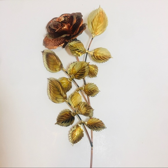 Vintage Brass & Copper Rose Wall Decor - Picture 4 of 7